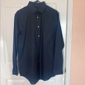 JF J.Ferrar Black Long Sleeve Slim Fit Dress Shirt Button Down and Collared | M